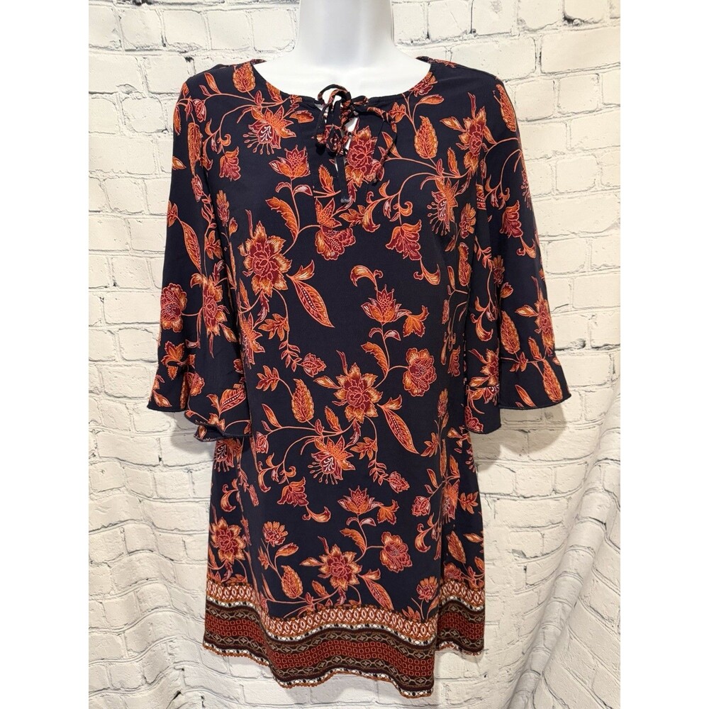 Beach Lunch Lounge blue and orange floral Tunic dress XS